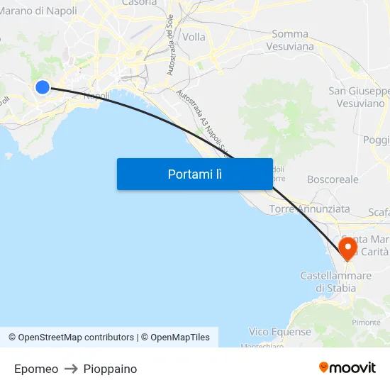 Epomeo to Pioppaino map