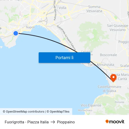 Fuorigrotta - Piazza Italia to Pioppaino map
