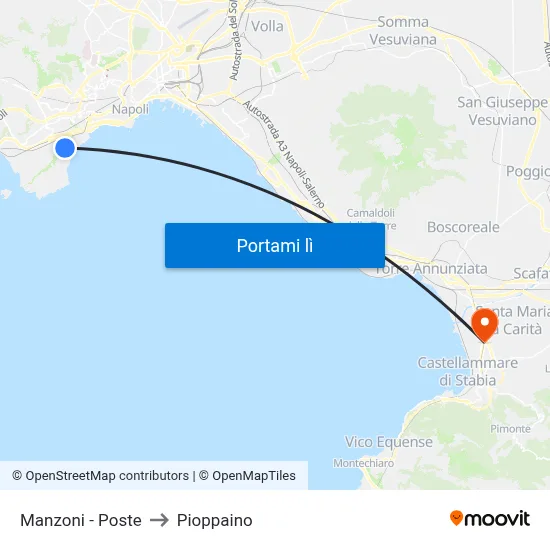 Manzoni - Poste to Pioppaino map