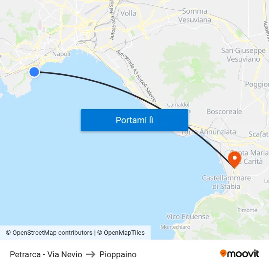 Petrarca - Via Nevio to Pioppaino map