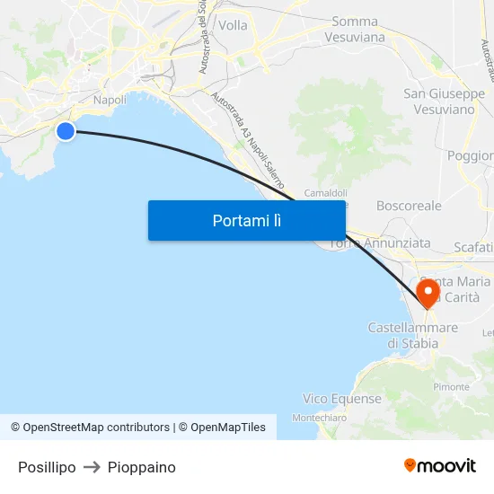Posillipo to Pioppaino map