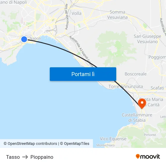 Tasso to Pioppaino map