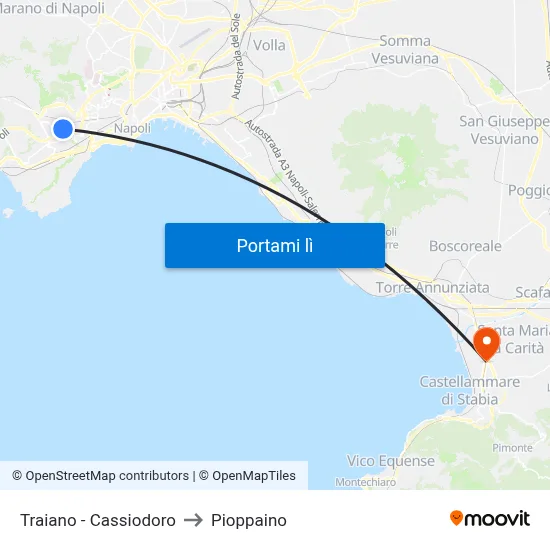 Traiano - Cassiodoro to Pioppaino map
