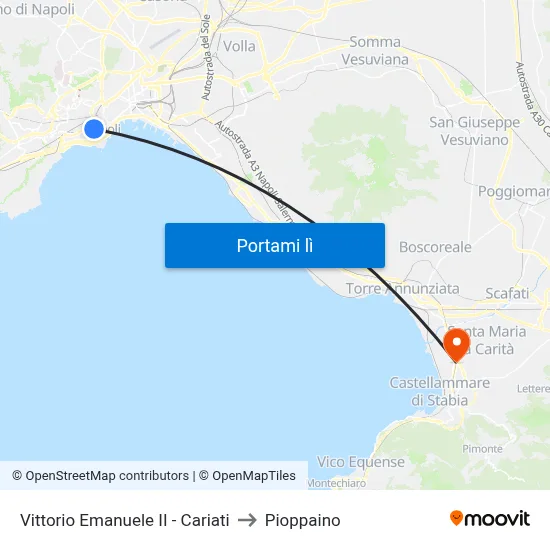 Vittorio Emanuele II - Cariati to Pioppaino map