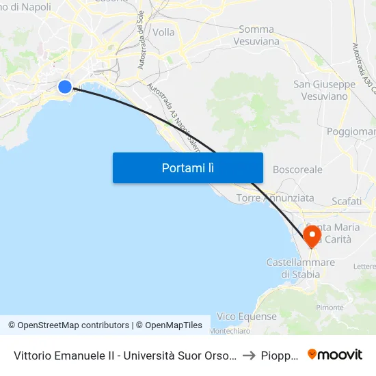 Vittorio Emanuele II - Università Suor Orsola Benincasa to Pioppaino map