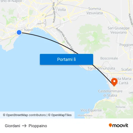 Giordani to Pioppaino map