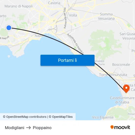 Modigliani to Pioppaino map