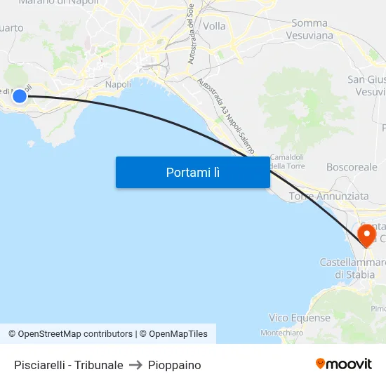 Pisciarelli - Tribunale to Pioppaino map