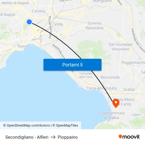 Secondigliano - Alfieri to Pioppaino map