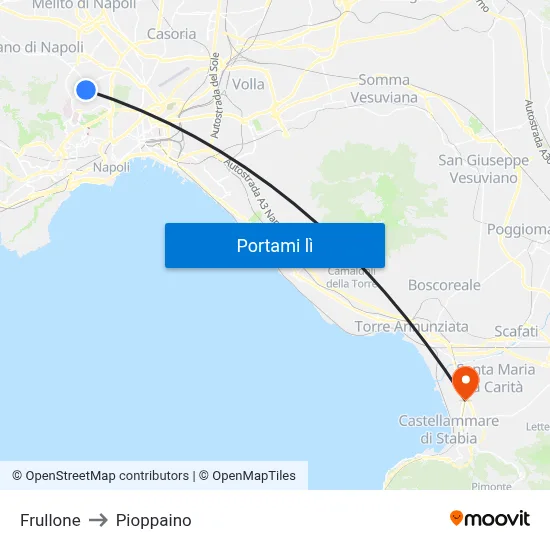Frullone to Pioppaino map