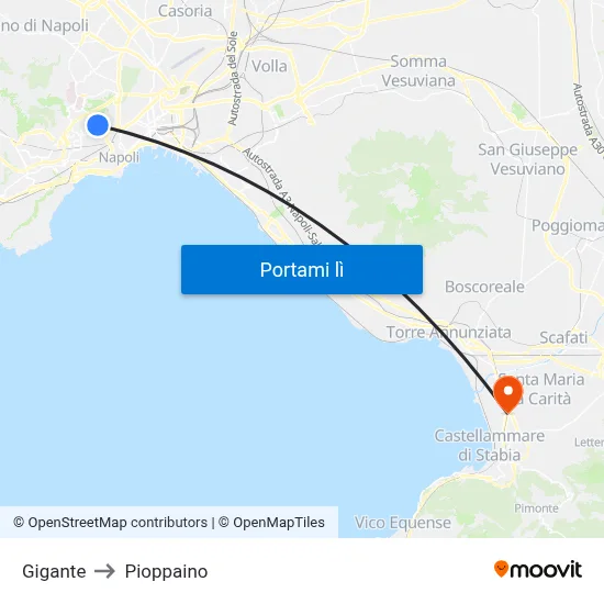 Gigante to Pioppaino map