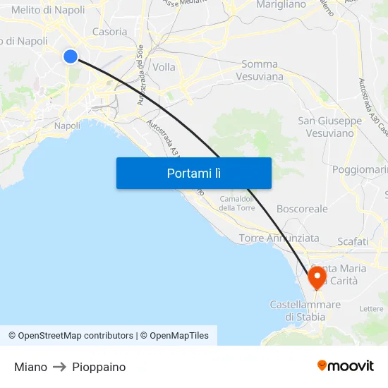 Miano to Pioppaino map