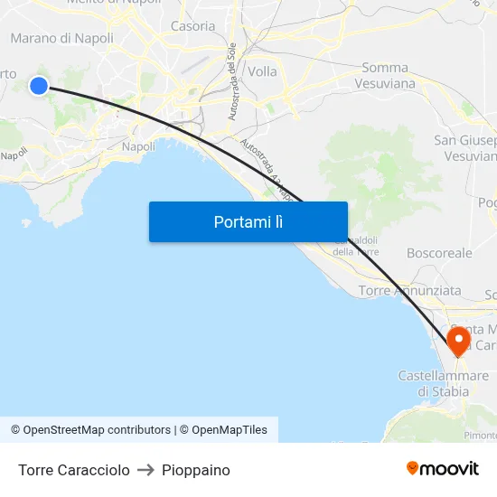 Torre Caracciolo to Pioppaino map