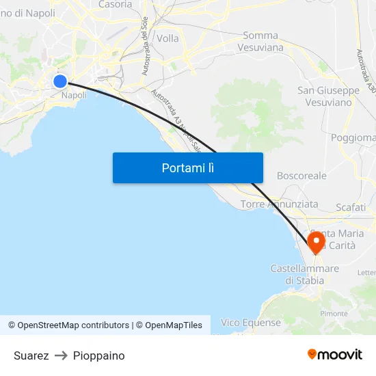 Suarez to Pioppaino map