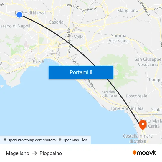Magellano to Pioppaino map