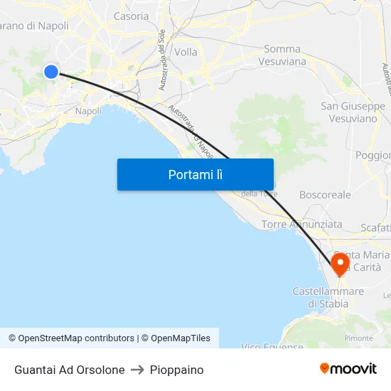 Guantai Ad Orsolone to Pioppaino map