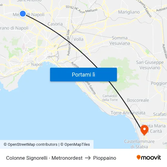 Colonne Signorelli - Metronordest to Pioppaino map