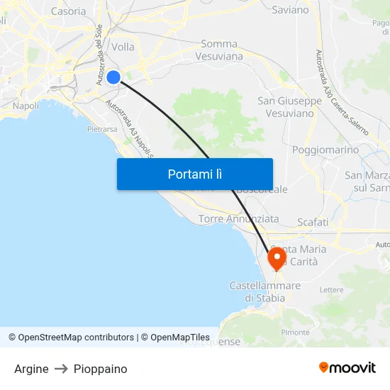 Argine to Pioppaino map
