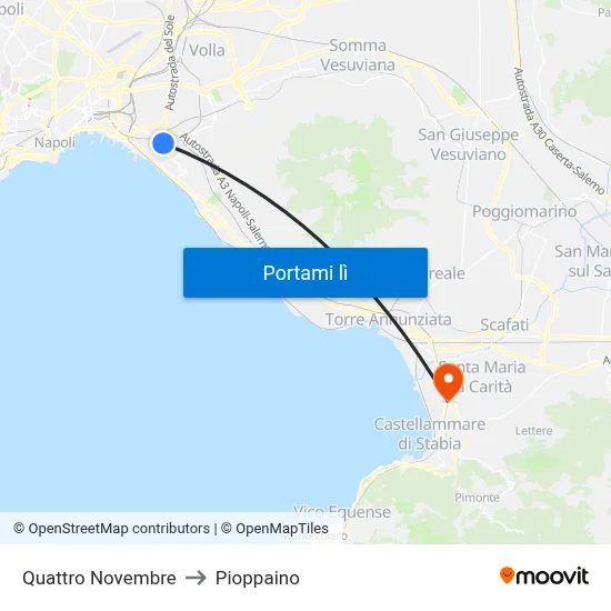 Quattro Novembre to Pioppaino map