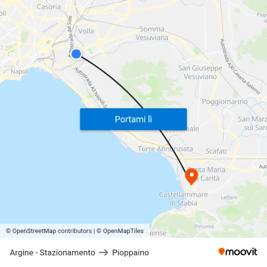 Argine - Stazionamento to Pioppaino map
