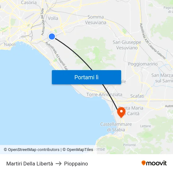 Martiri Della Libertà to Pioppaino map