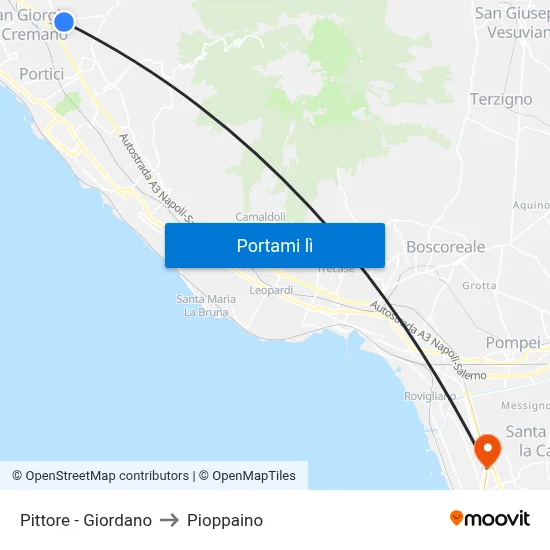 Pittore - Giordano to Pioppaino map