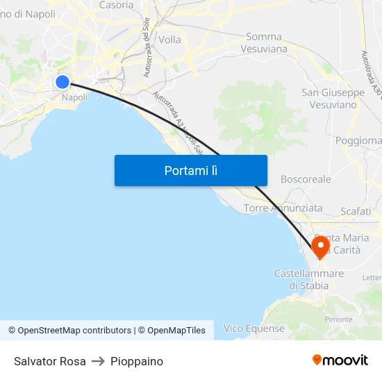 Salvator Rosa to Pioppaino map