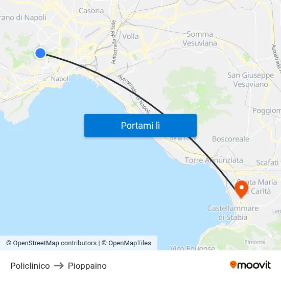 Policlinico to Pioppaino map