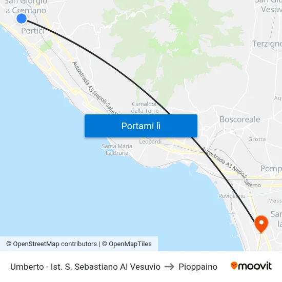 Umberto - Ist. S. Sebastiano Al Vesuvio to Pioppaino map