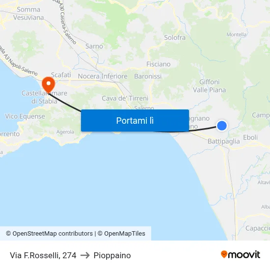 Via F.Rosselli, 274 to Pioppaino map