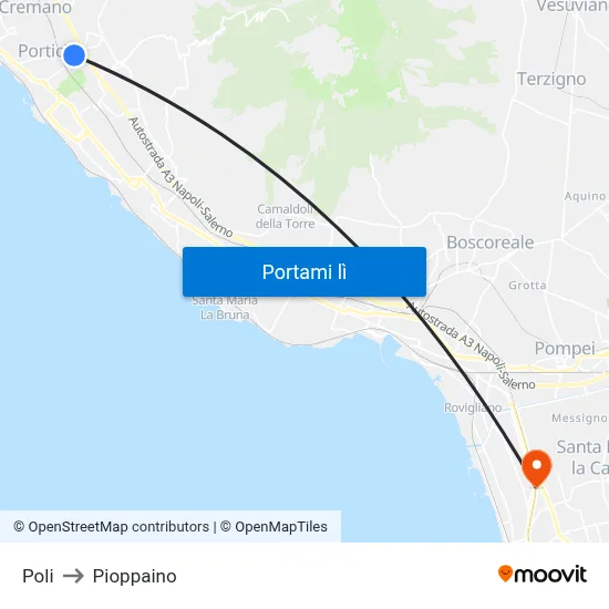 Poli to Pioppaino map
