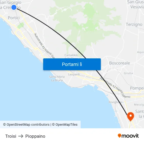 Troisi to Pioppaino map