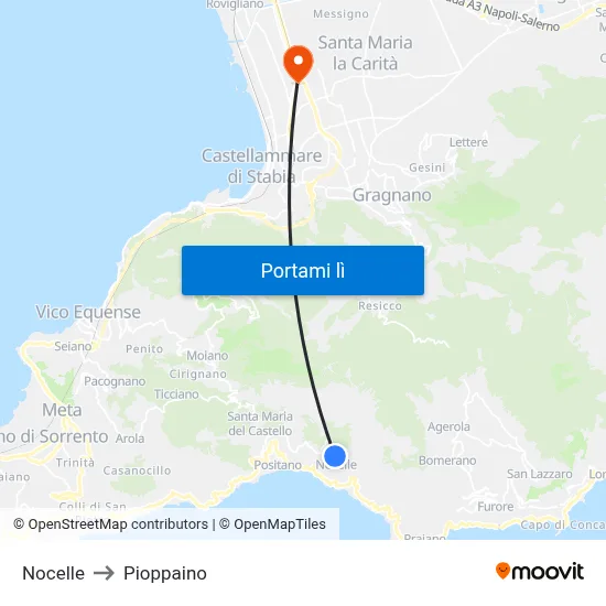 Nocelle to Pioppaino map
