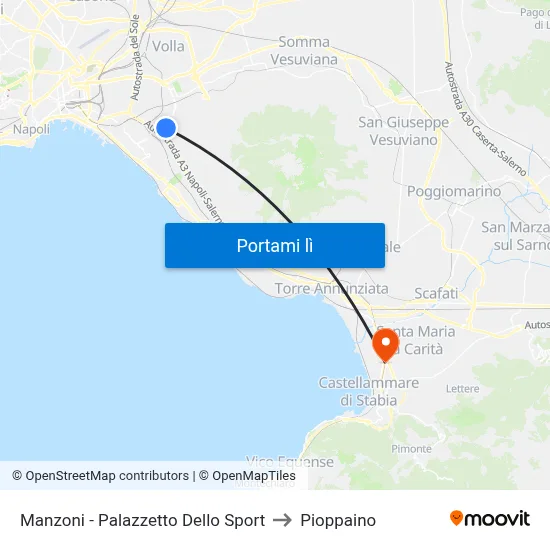 Manzoni - Palazzetto Dello Sport to Pioppaino map