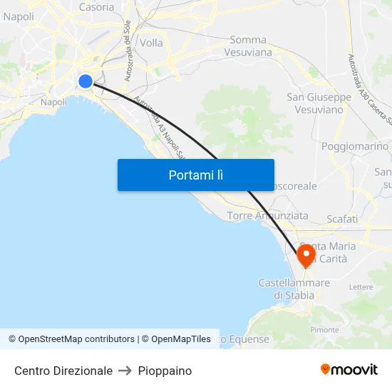 Centro Direzionale to Pioppaino map