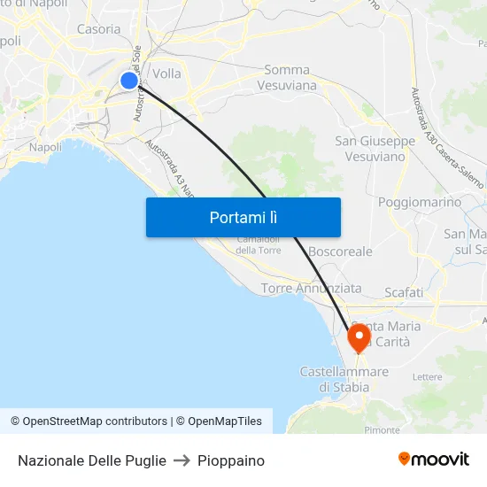 Nazionale Delle Puglie to Pioppaino map