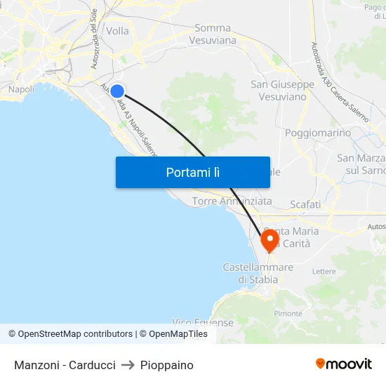 Manzoni - Carducci to Pioppaino map