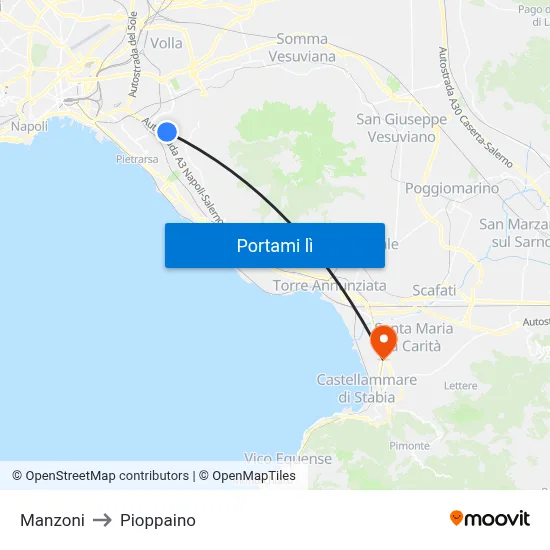 Manzoni to Pioppaino map
