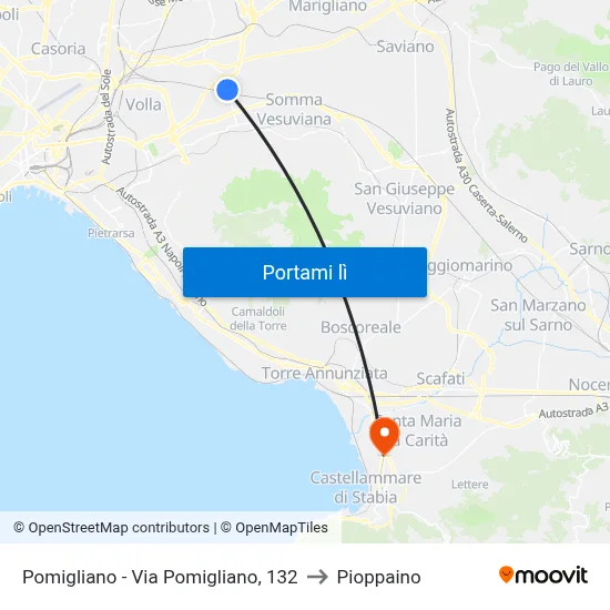 Pomigliano - Via Pomigliano, 132 to Pioppaino map