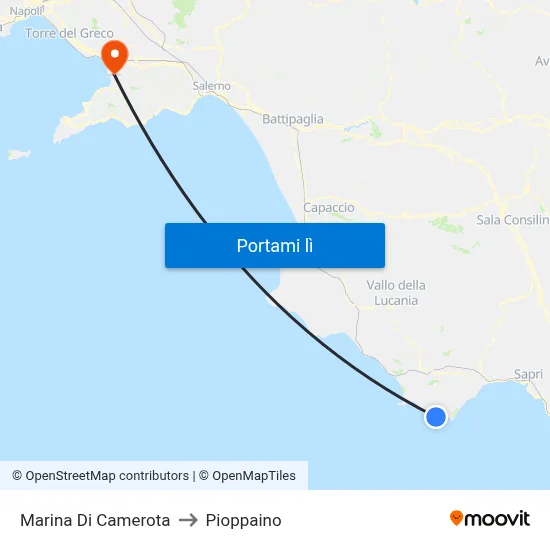 Marina Di Camerota to Pioppaino map