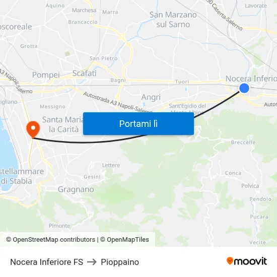 Nocera Inferiore FS to Pioppaino map
