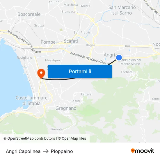 Angri Capolinea to Pioppaino map