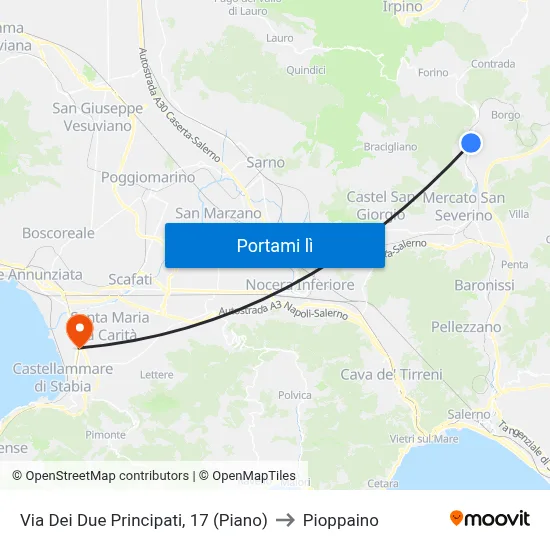 Via Dei Due Principati, 17 (Piano) to Pioppaino map