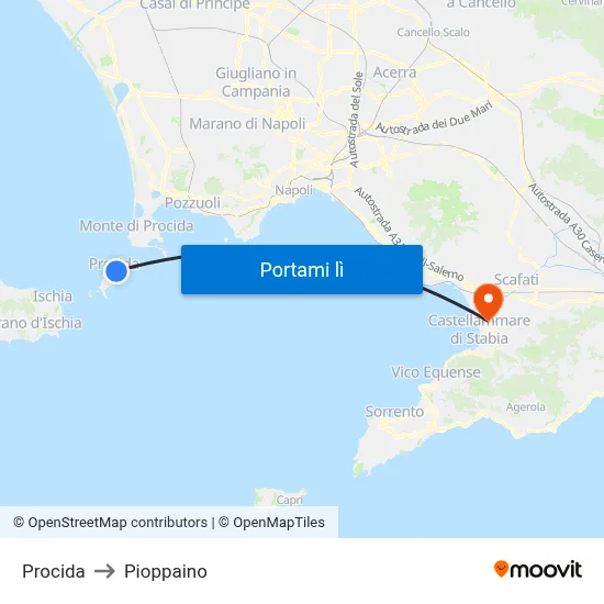 Procida to Pioppaino map