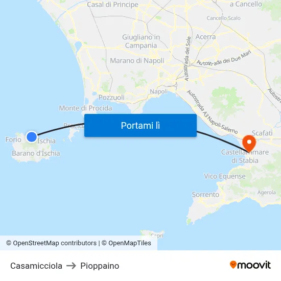 Casamicciola to Pioppaino map