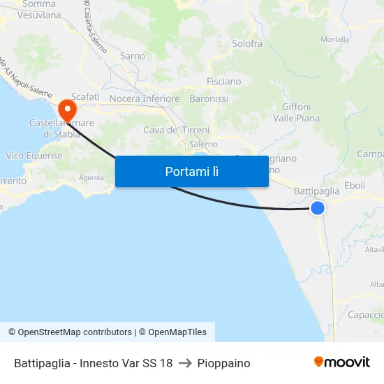 Battipaglia - Innesto Var SS 18 to Pioppaino map