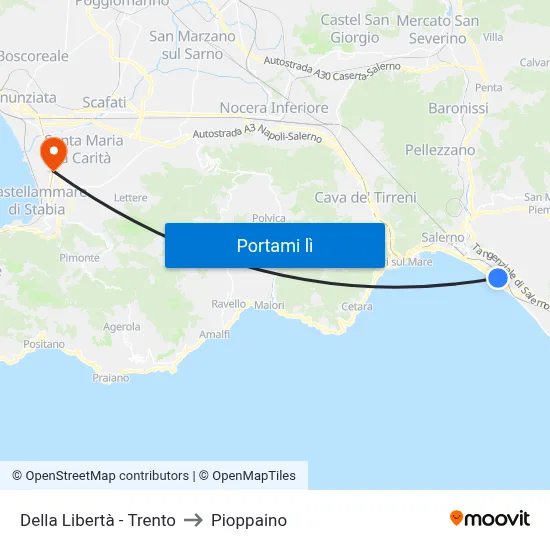 Della Libertà - Trento to Pioppaino map