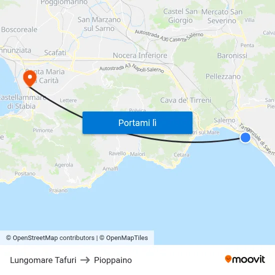 Lungomare Tafuri to Pioppaino map
