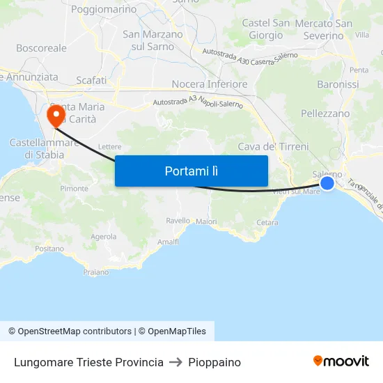 Lungomare Trieste Provincia to Pioppaino map