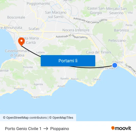 Porto Genio Civile 1 to Pioppaino map